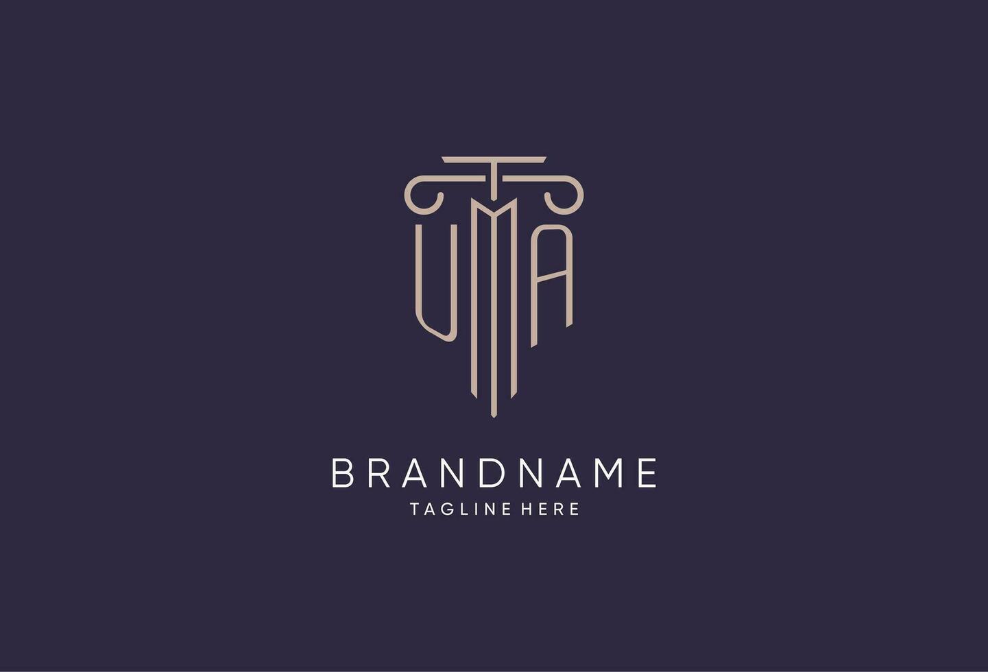 UA logo initial pillar design with luxury modern style best design for legal firm vector