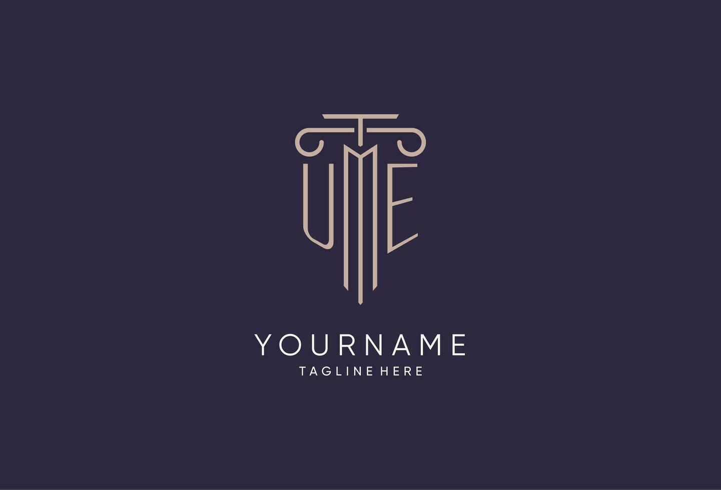 UE logo initial pillar design with luxury modern style best design for legal firm vector