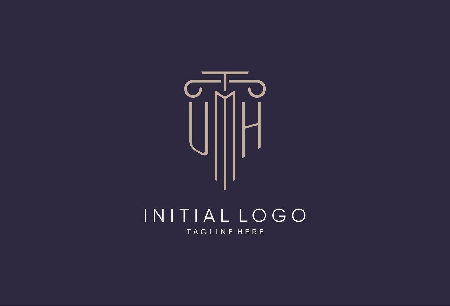UH logo initial pillar design with luxury modern style best design for legal firm vector