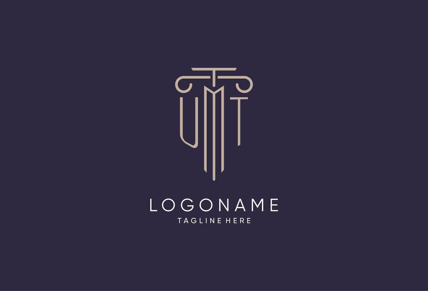 UT logo initial pillar design with luxury modern style best design for legal firm vector
