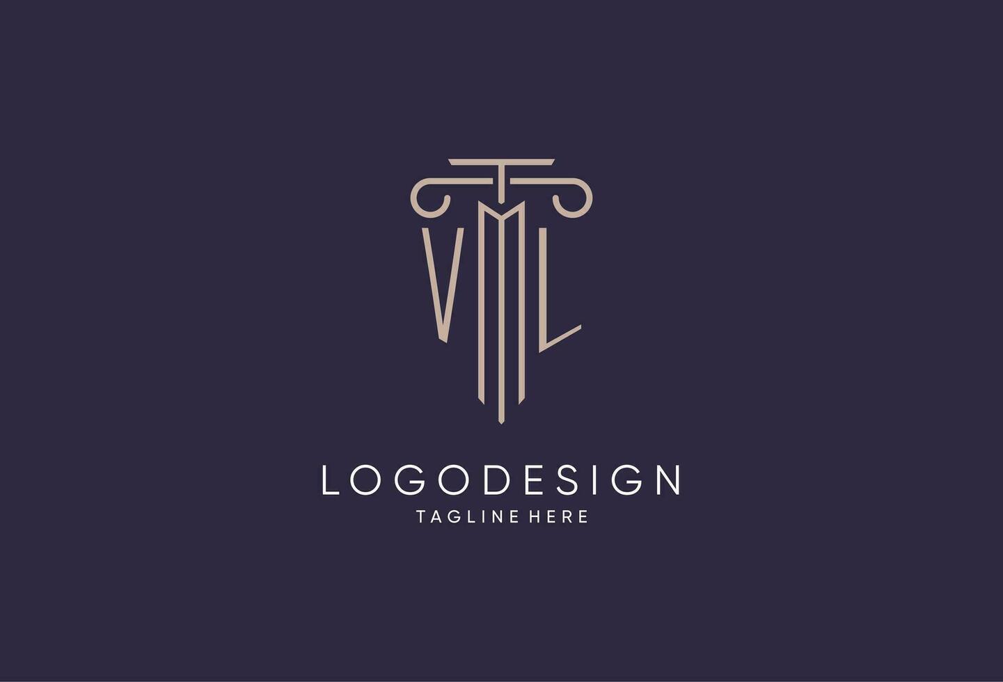 VL logo initial pillar design with luxury modern style best design for legal firm vector