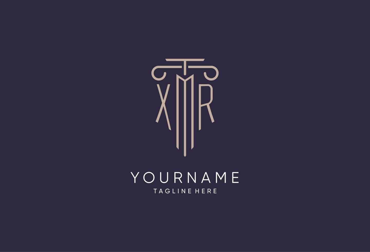 XR logo initial pillar design with luxury modern style best design for legal firm vector