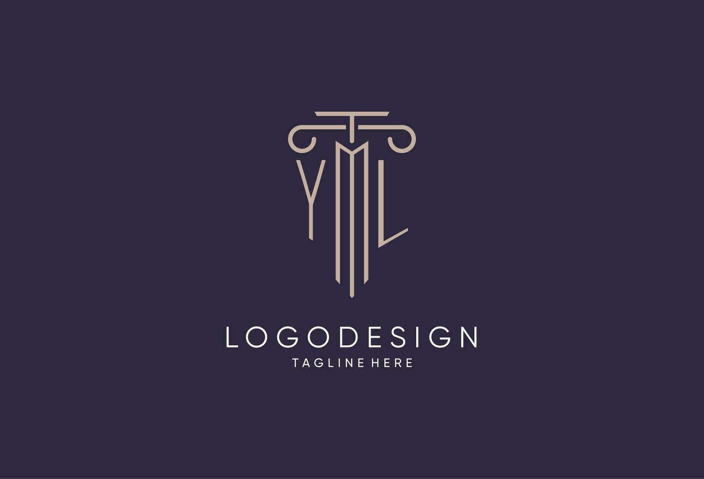YL logo initial pillar design with luxury modern style best design for legal firm vector