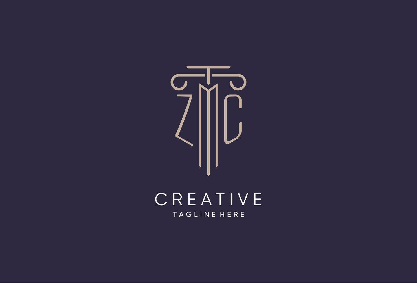 ZC logo initial pillar design with luxury modern style best design for legal firm vector