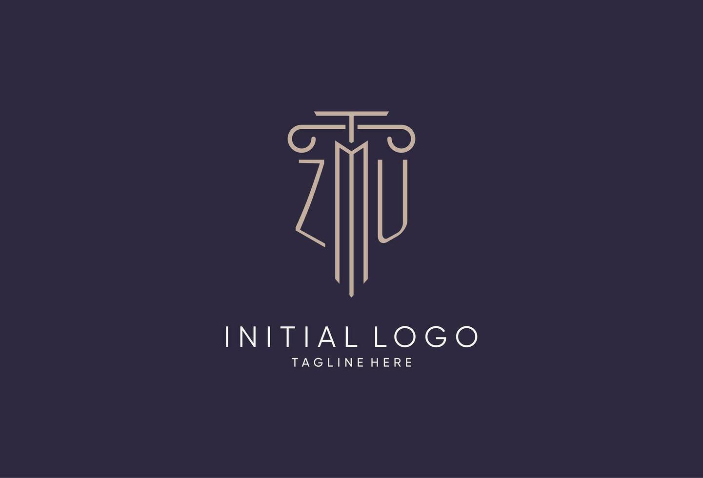 zu logo inicial pilar diseño con lujo moderno estilo mejor diseño para legal firma vector