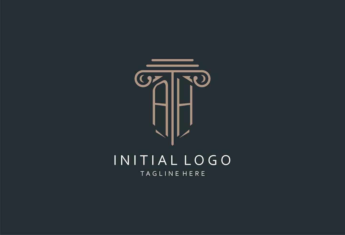 AH monogram logo with pillar shape icon, luxury and elegant design logo for law firm initial style logo vector
