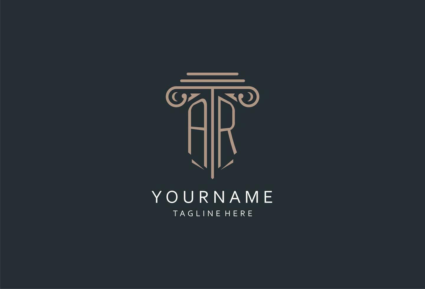 AR monogram logo with pillar shape icon, luxury and elegant design logo for law firm initial style logo vector