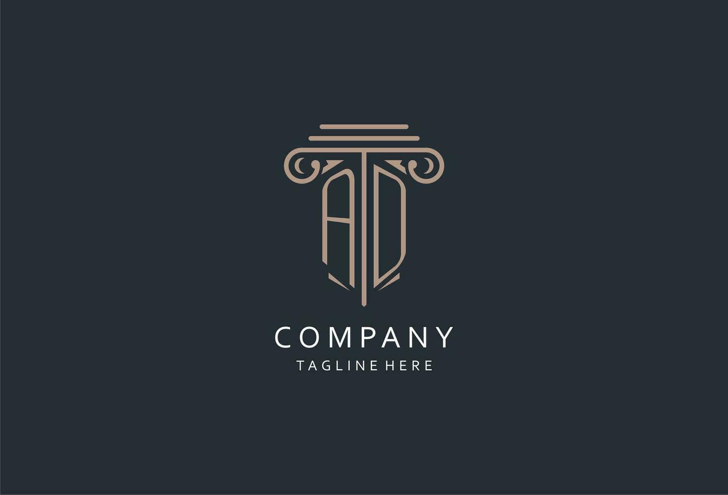 AD monogram logo with pillar shape icon, luxury and elegant design logo for law firm initial style logo vector