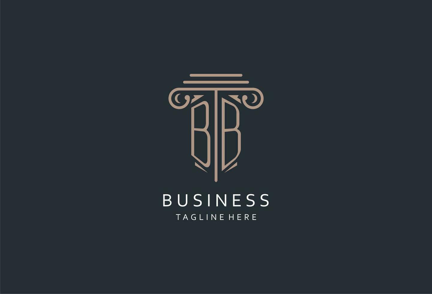 BB monogram logo with pillar shape icon, luxury and elegant design logo for law firm initial style logo vector