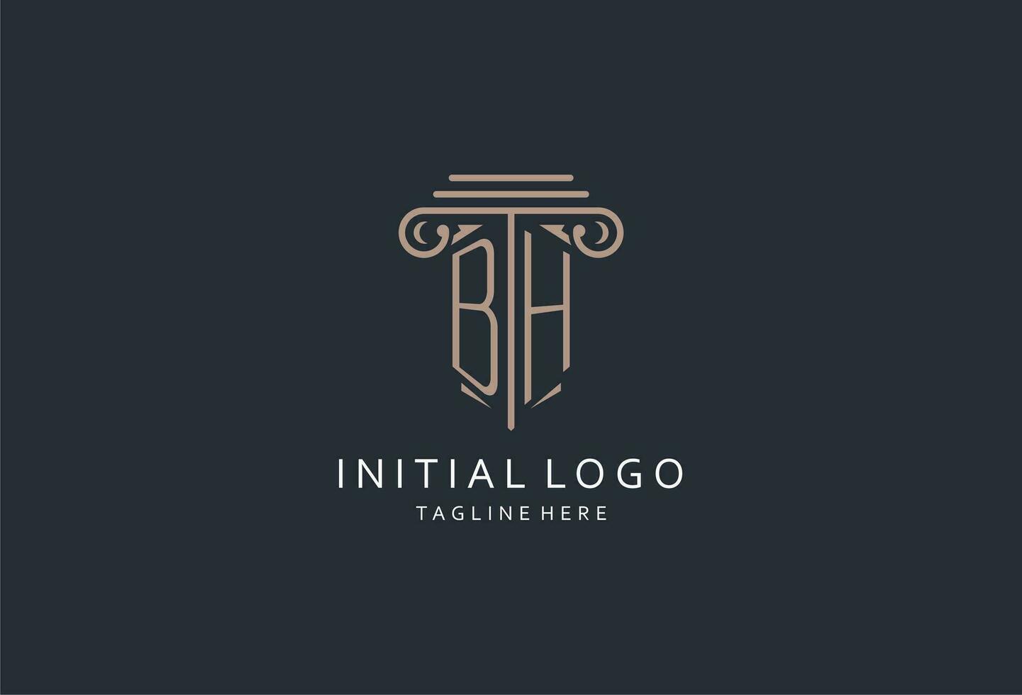 BH monogram logo with pillar shape icon, luxury and elegant design logo for law firm initial style logo vector