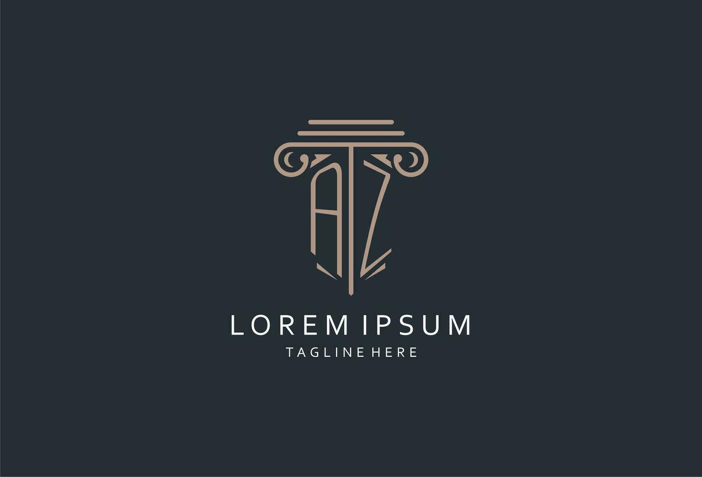 AZ monogram logo with pillar shape icon, luxury and elegant design logo for law firm initial style logo vector