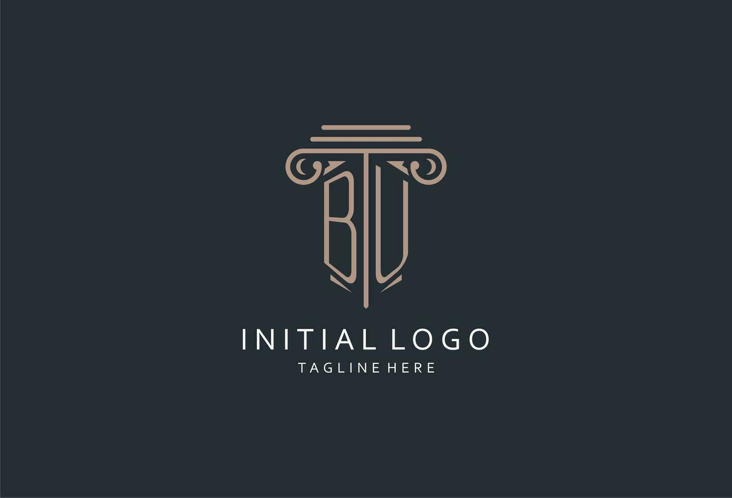 BU monogram logo with pillar shape icon, luxury and elegant design logo for law firm initial style logo vector