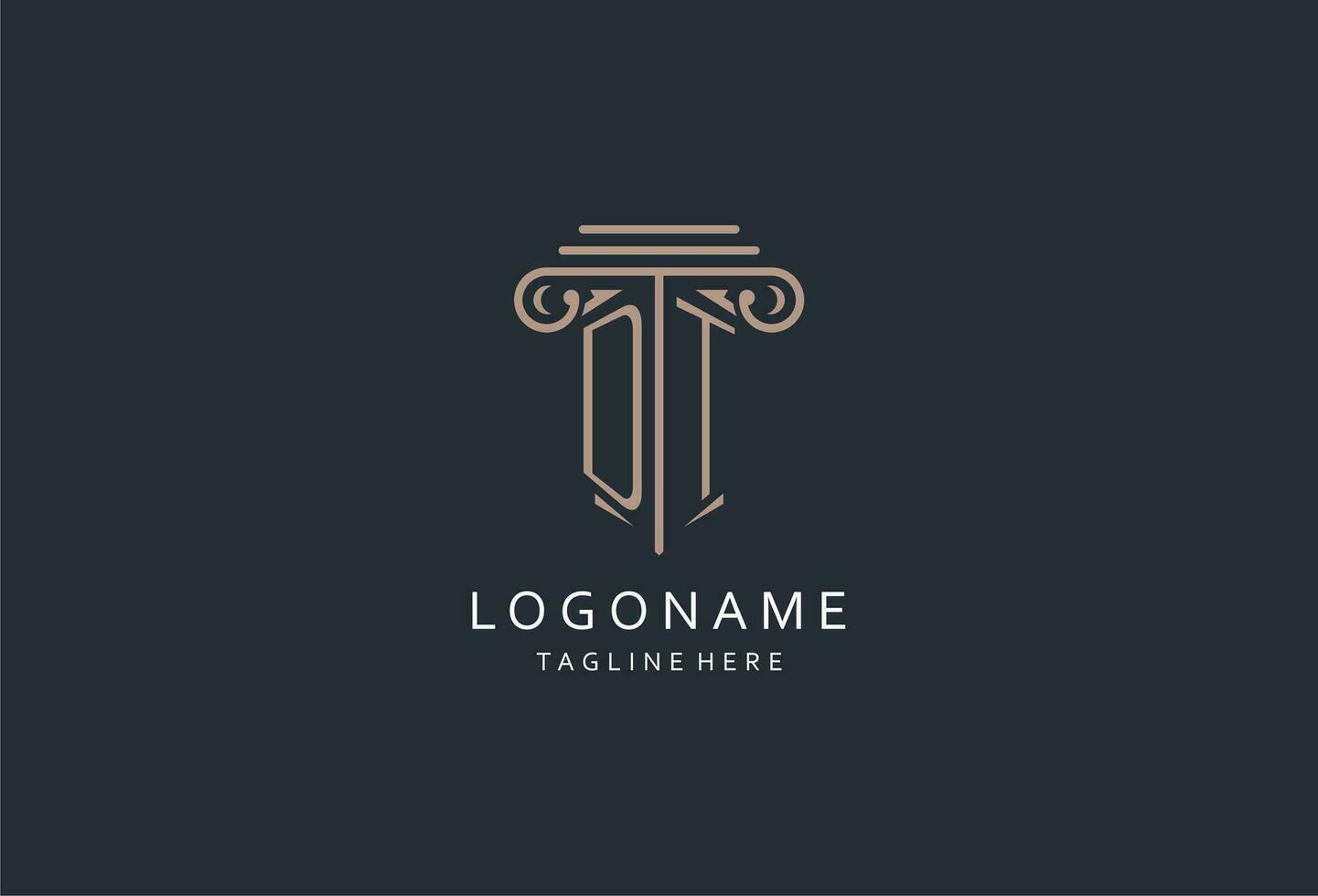 DT monogram logo with pillar shape icon, luxury and elegant design logo for law firm initial style logo vector