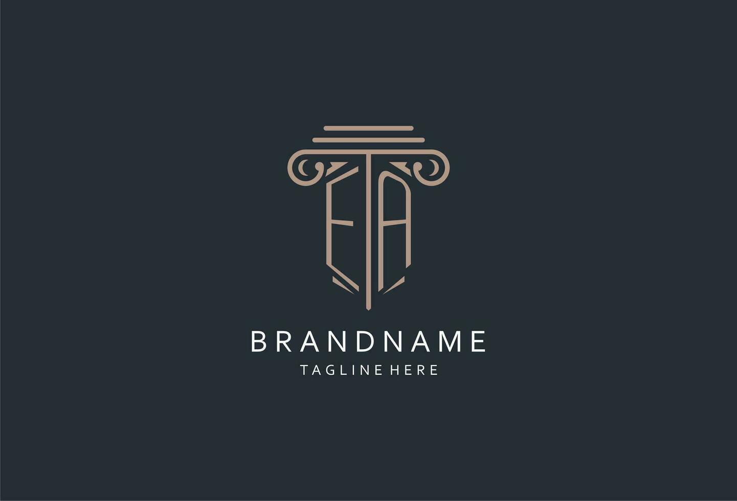 EA monogram logo with pillar shape icon, luxury and elegant design logo for law firm initial style logo vector