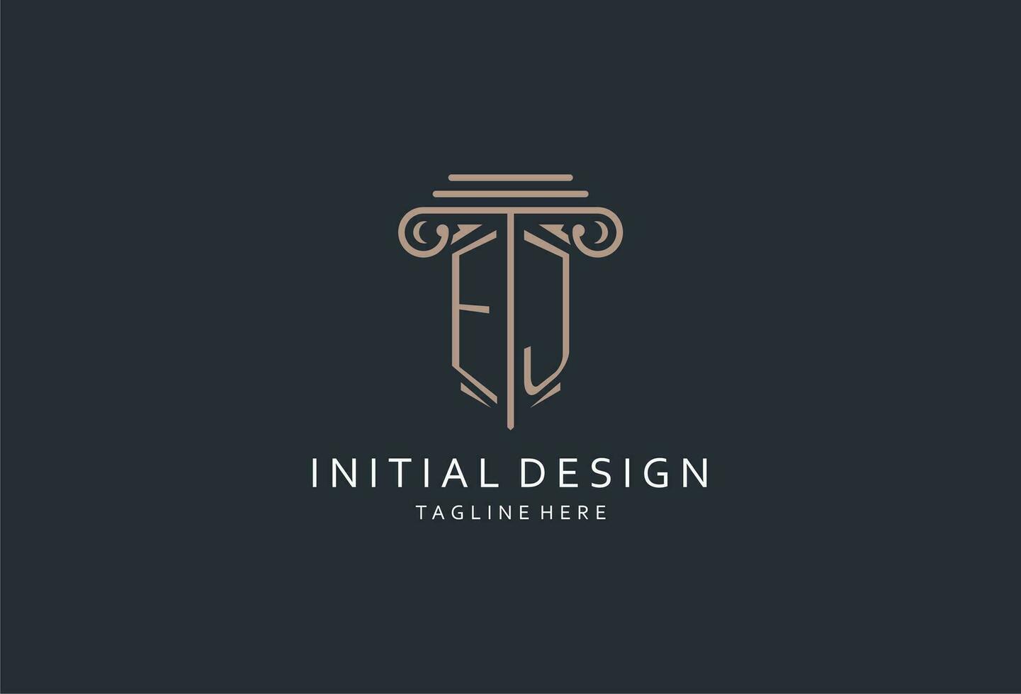 EJ monogram logo with pillar shape icon, luxury and elegant design logo for law firm initial style logo vector