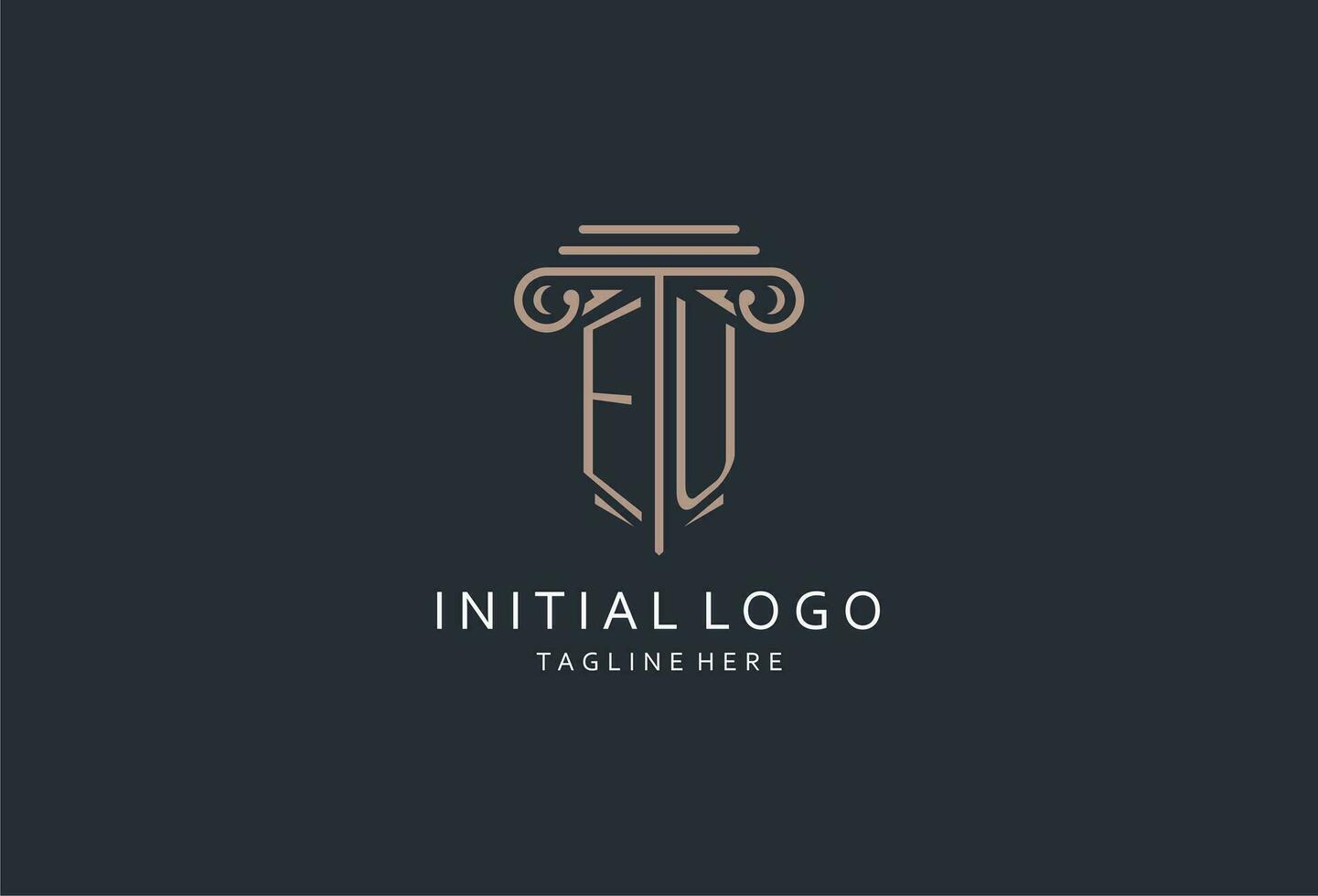 EU monogram logo with pillar shape icon, luxury and elegant design logo for law firm initial style logo vector