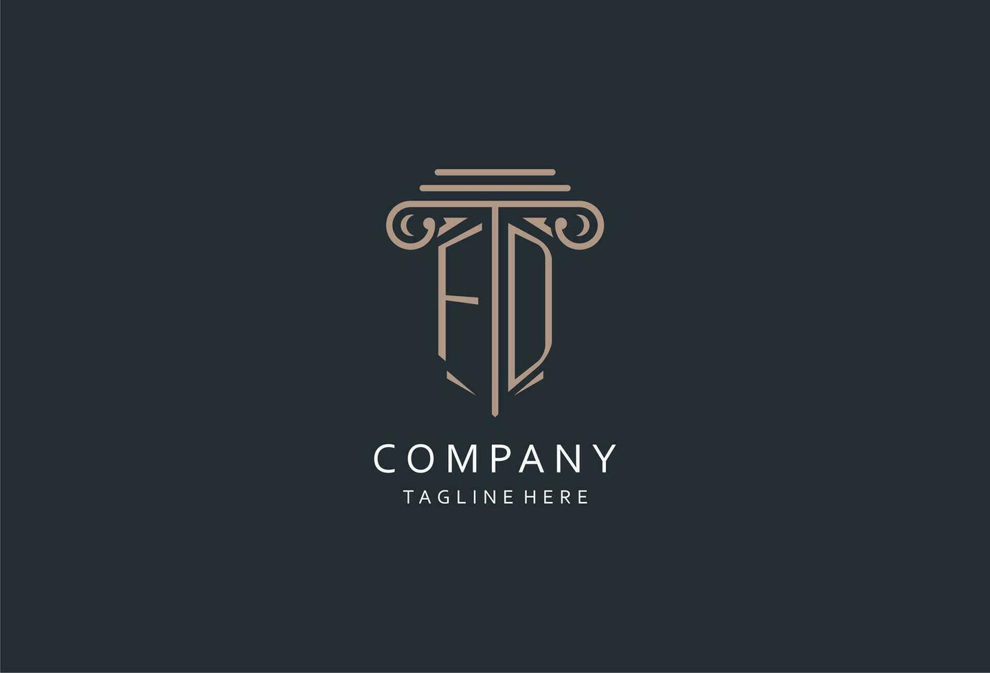 FD monogram logo with pillar shape icon, luxury and elegant design logo for law firm initial style logo vector