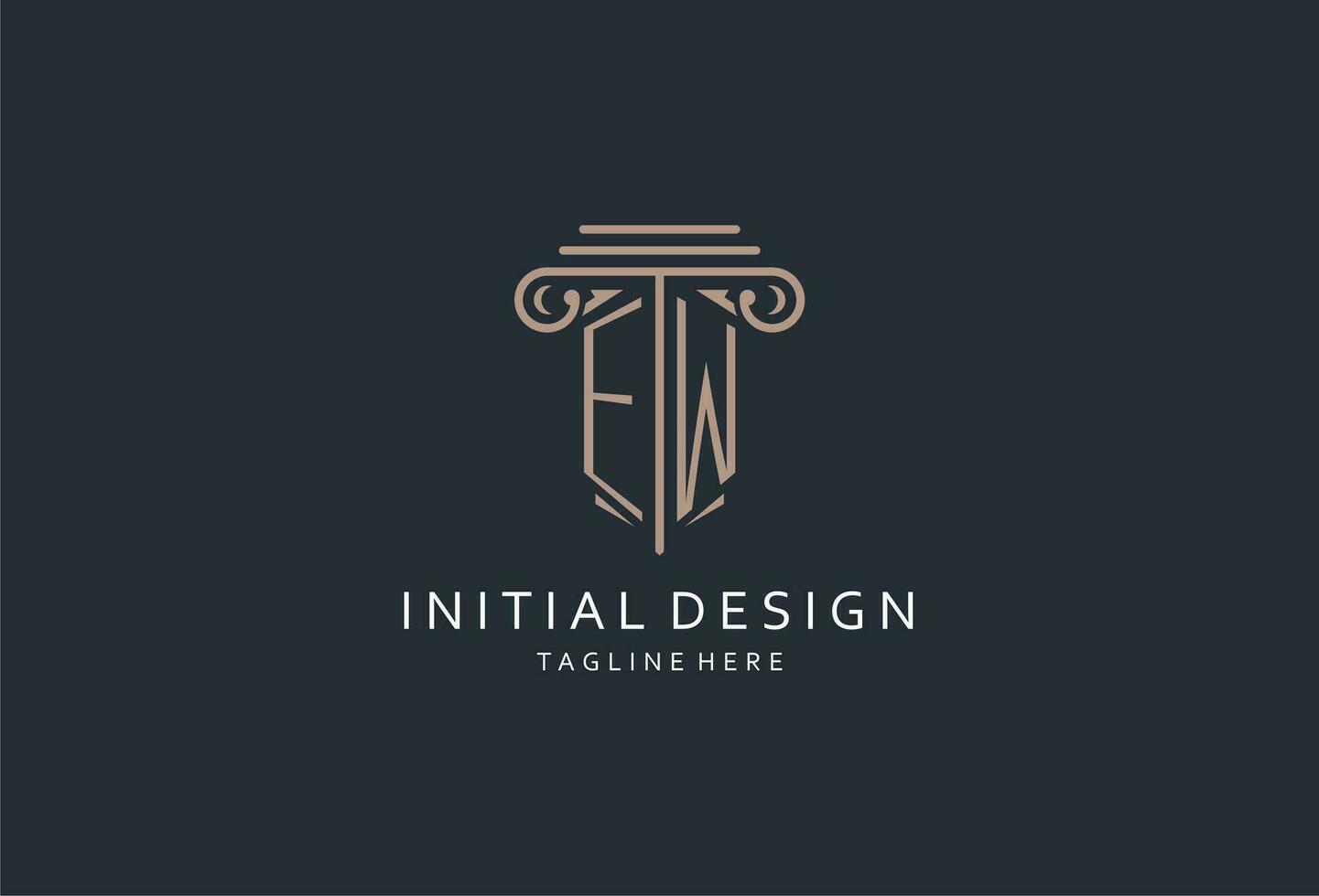 EW monogram logo with pillar shape icon, luxury and elegant design logo for law firm initial style logo vector