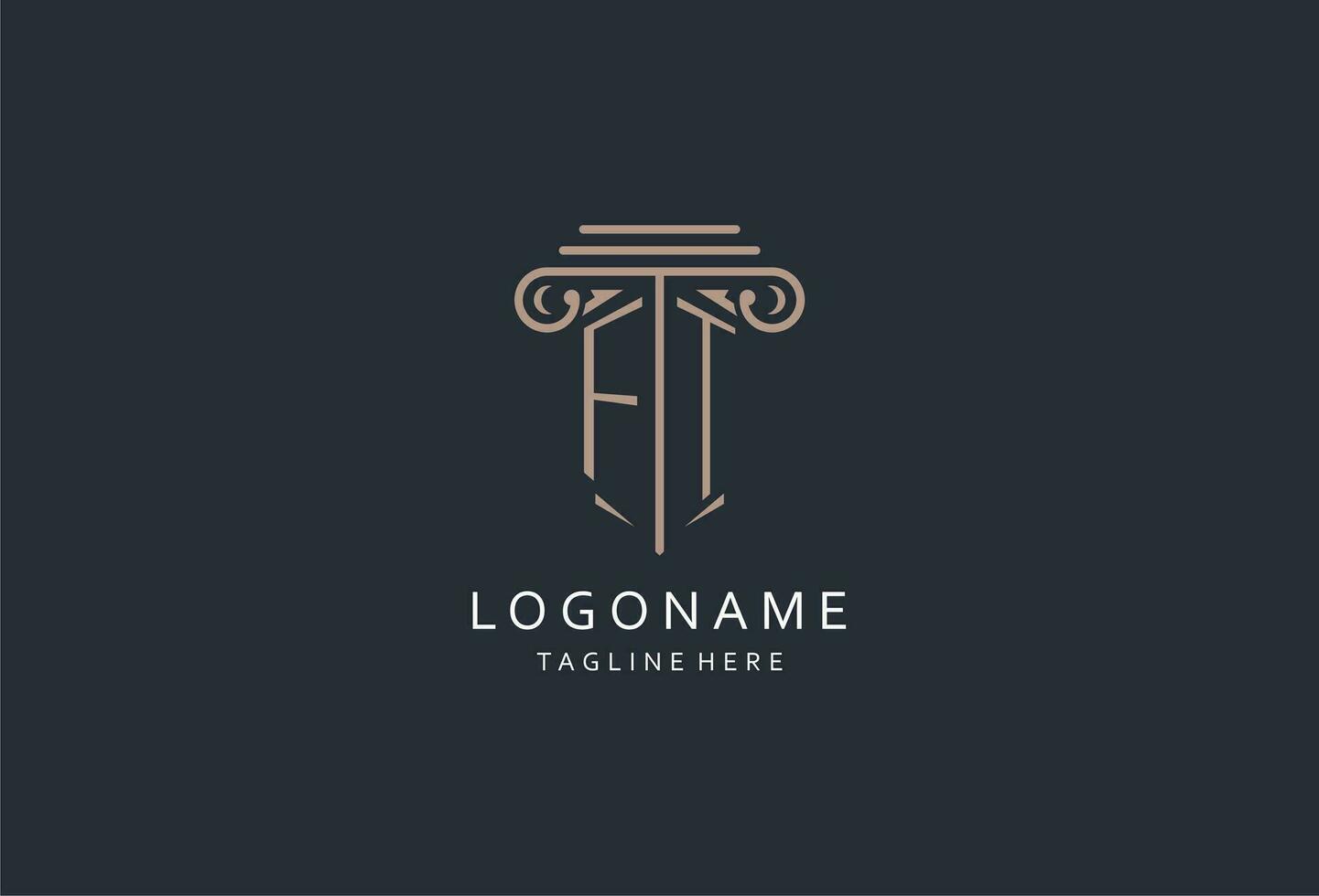 FT monogram logo with pillar shape icon, luxury and elegant design logo for law firm initial style logo vector