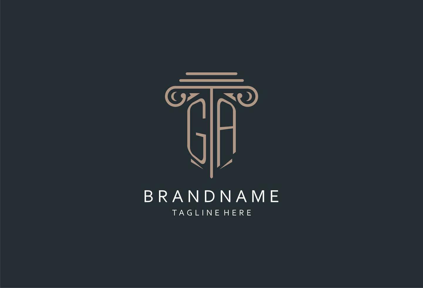 GA monogram logo with pillar shape icon, luxury and elegant design logo for law firm initial style logo vector