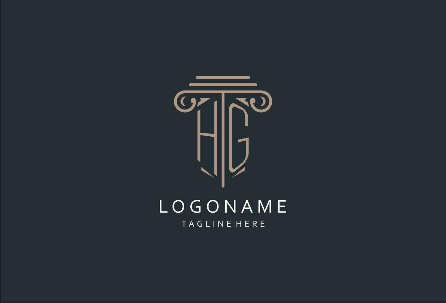 HG monogram logo with pillar shape icon, luxury and elegant design logo for law firm initial style logo vector