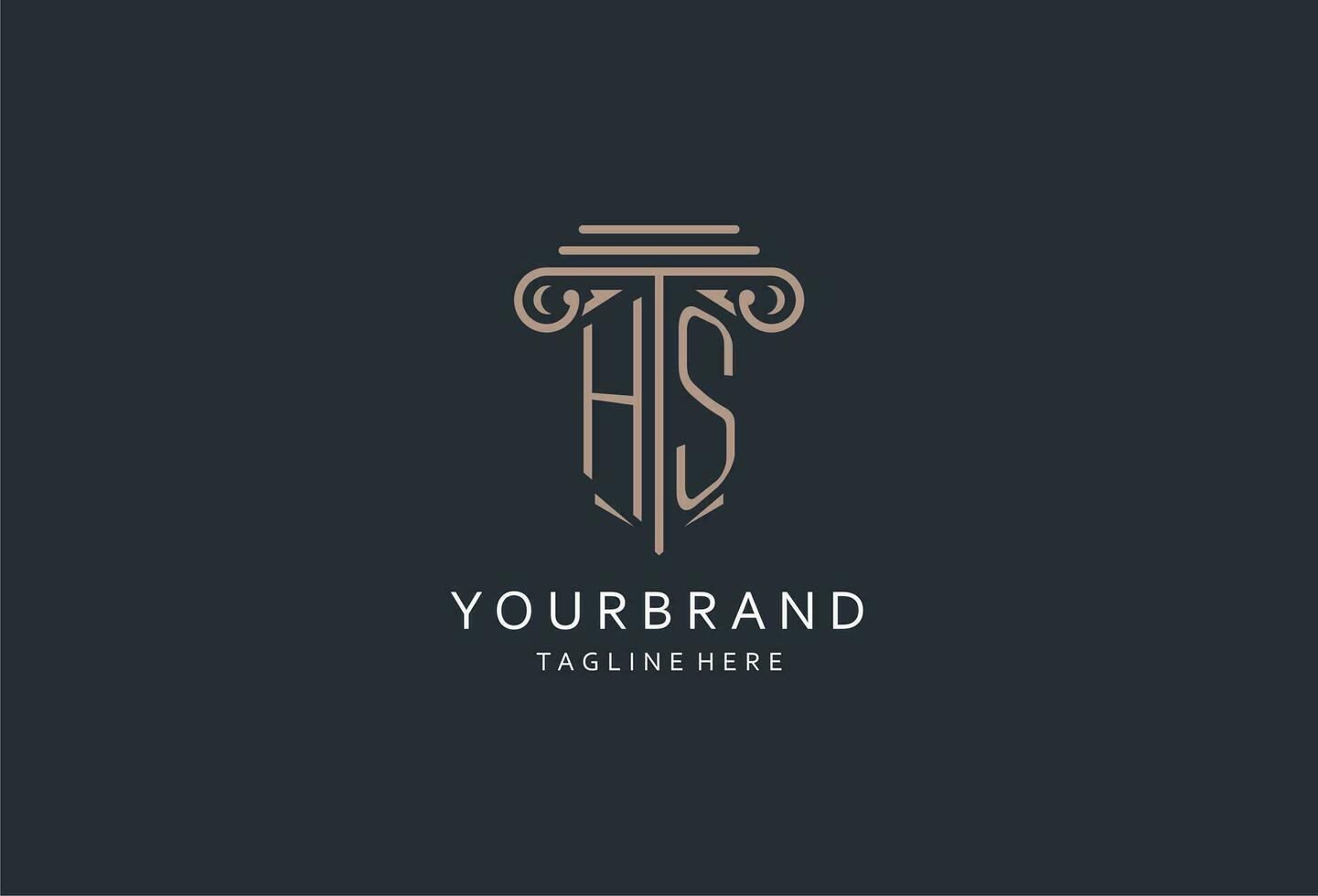 HS monogram logo with pillar shape icon, luxury and elegant design logo for law firm initial style logo vector