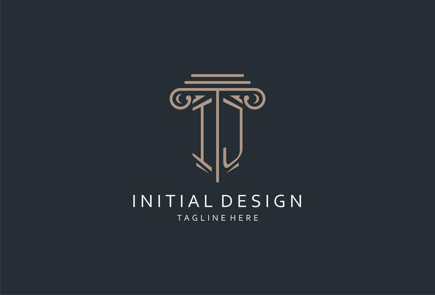 IJ monogram logo with pillar shape icon, luxury and elegant design logo for law firm initial style logo vector