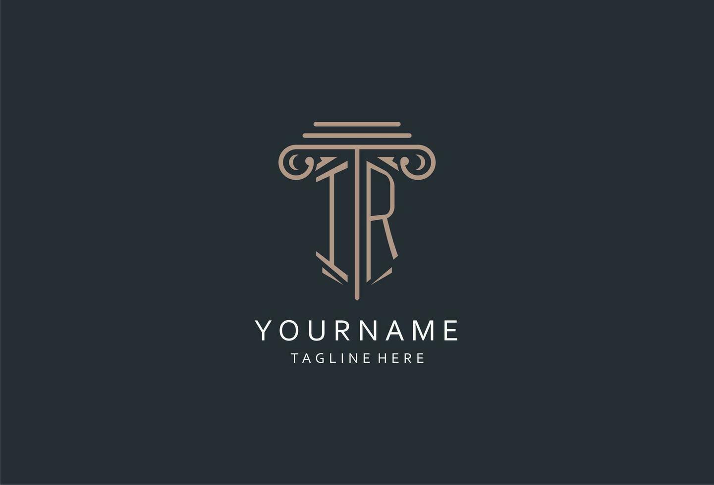 IR monogram logo with pillar shape icon, luxury and elegant design logo for law firm initial style logo vector