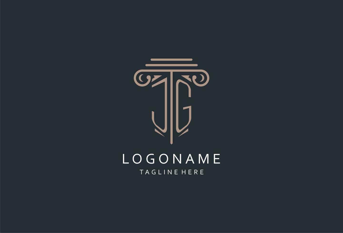 JG monogram logo with pillar shape icon, luxury and elegant design logo for law firm initial style logo vector