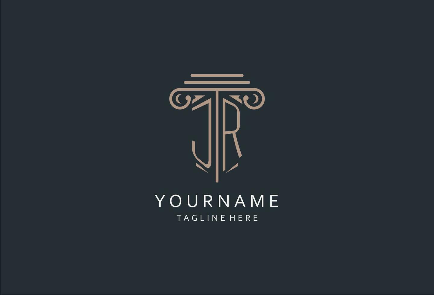 JR monogram logo with pillar shape icon, luxury and elegant design logo for law firm initial style logo vector