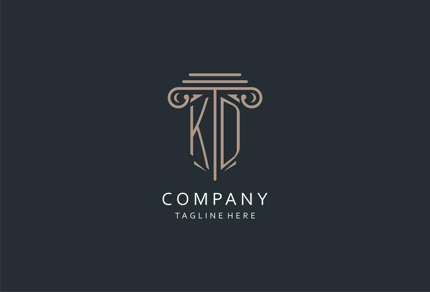 KD monogram logo with pillar shape icon, luxury and elegant design logo for law firm initial style logo vector