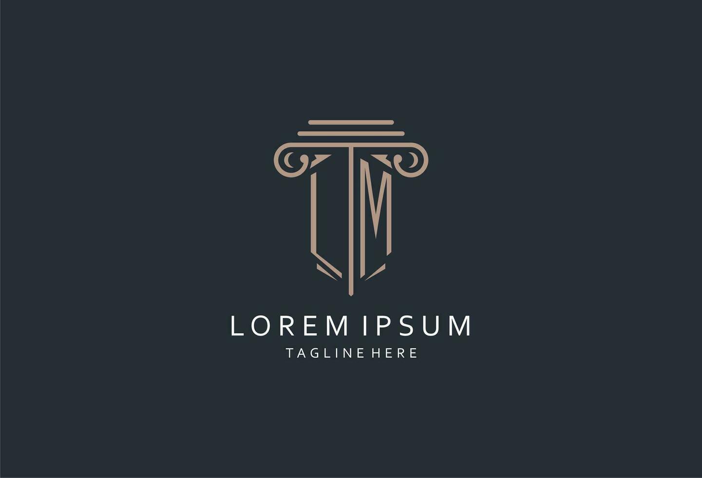 LM monogram logo with pillar shape icon, luxury and elegant design logo for law firm initial style logo vector