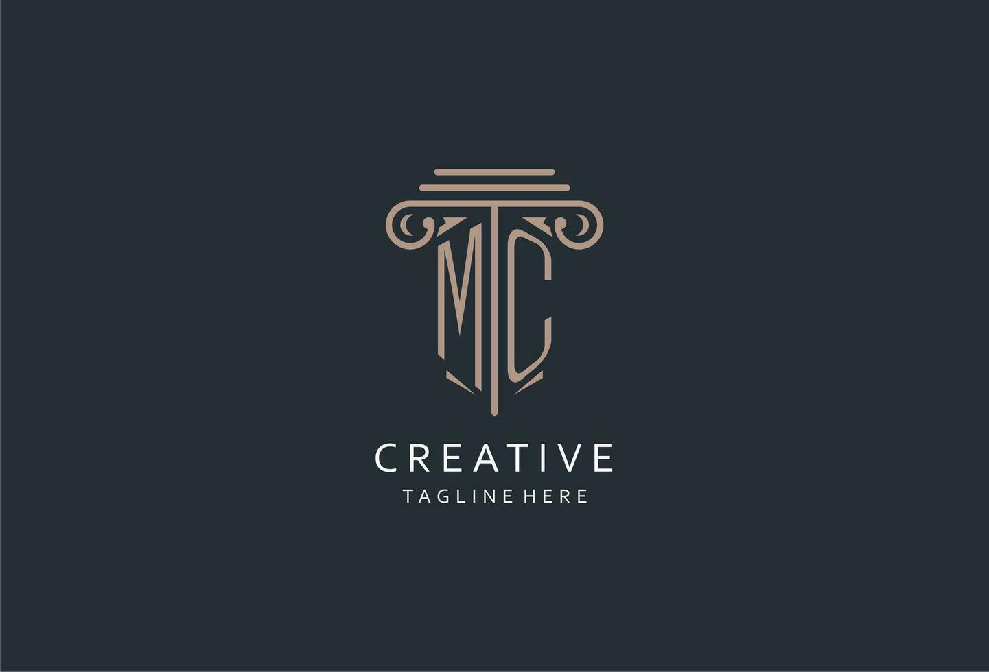 MC monogram logo with pillar shape icon, luxury and elegant design logo for law firm initial style logo vector
