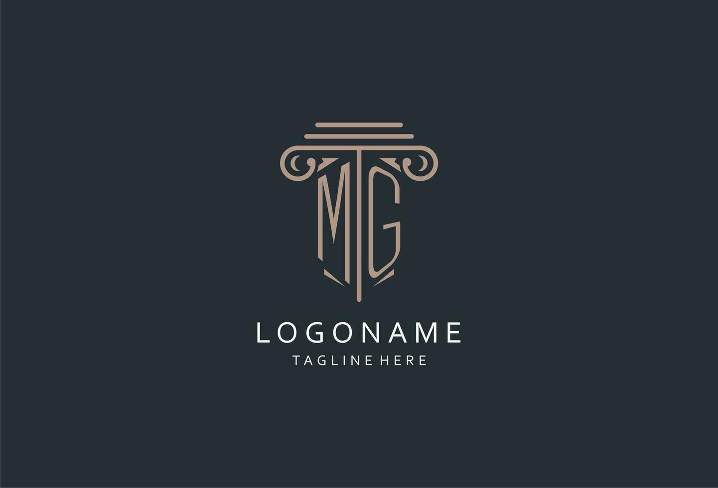 MG monogram logo with pillar shape icon, luxury and elegant design logo for law firm initial style logo vector