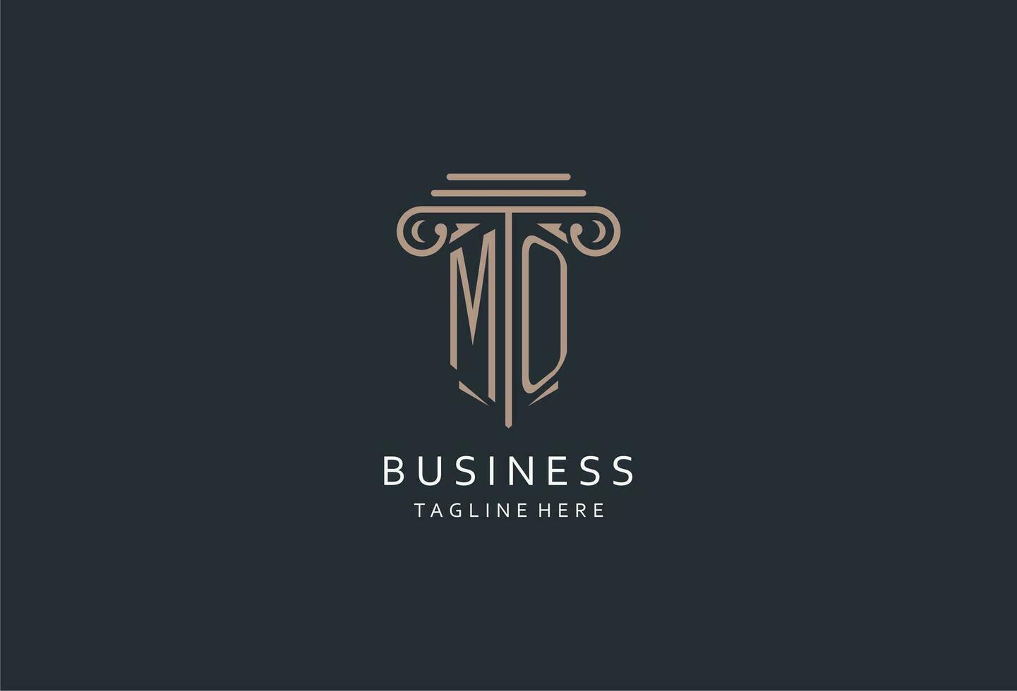 MO monogram logo with pillar shape icon, luxury and elegant design logo for law firm initial style logo vector