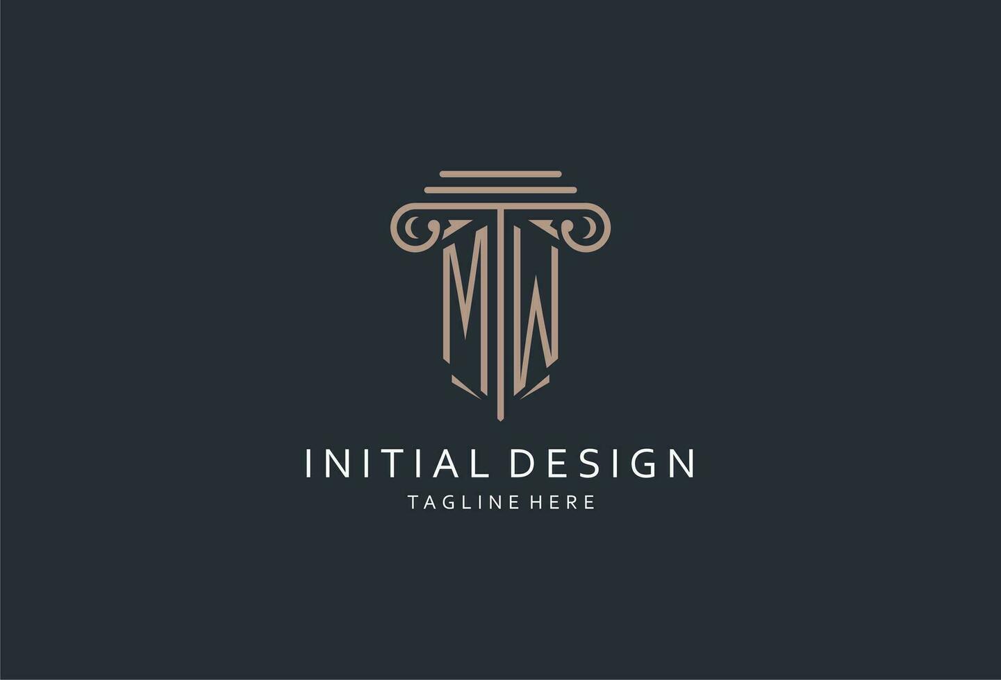 MW monogram logo with pillar shape icon, luxury and elegant design logo for law firm initial style logo vector