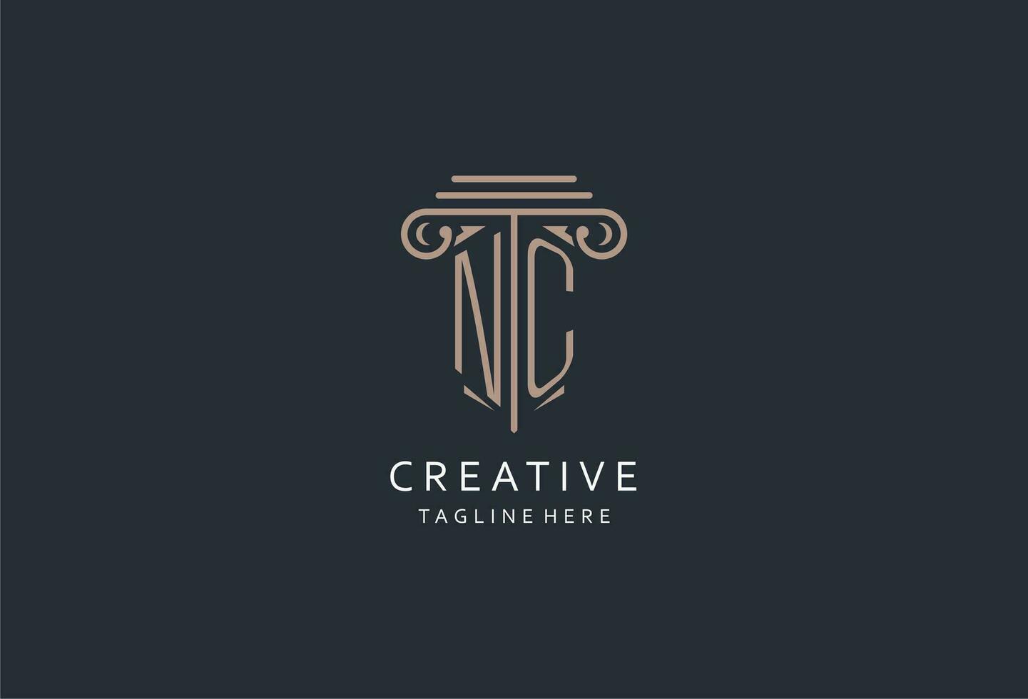 NC monogram logo with pillar shape icon, luxury and elegant design logo for law firm initial style logo vector