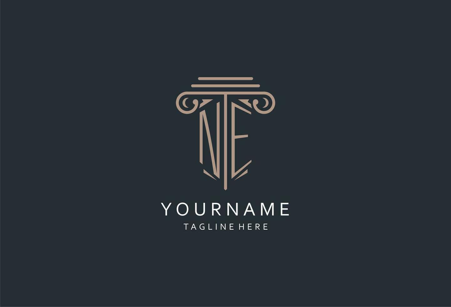 NE monogram logo with pillar shape icon, luxury and elegant design logo for law firm initial style logo vector