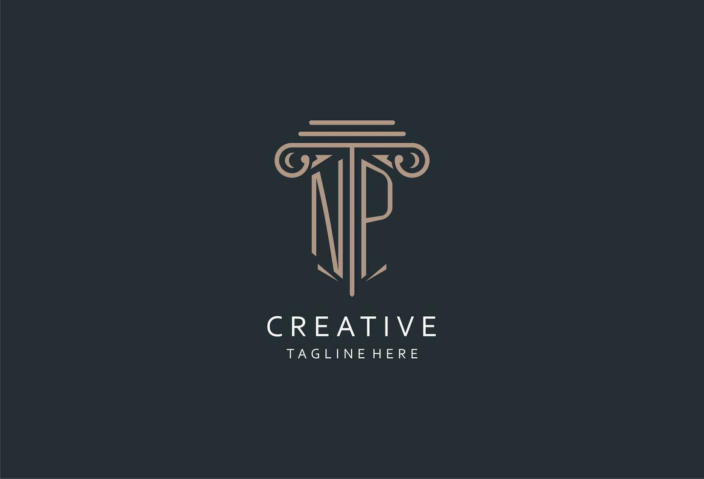 NP monogram logo with pillar shape icon, luxury and elegant design logo for law firm initial style logo vector
