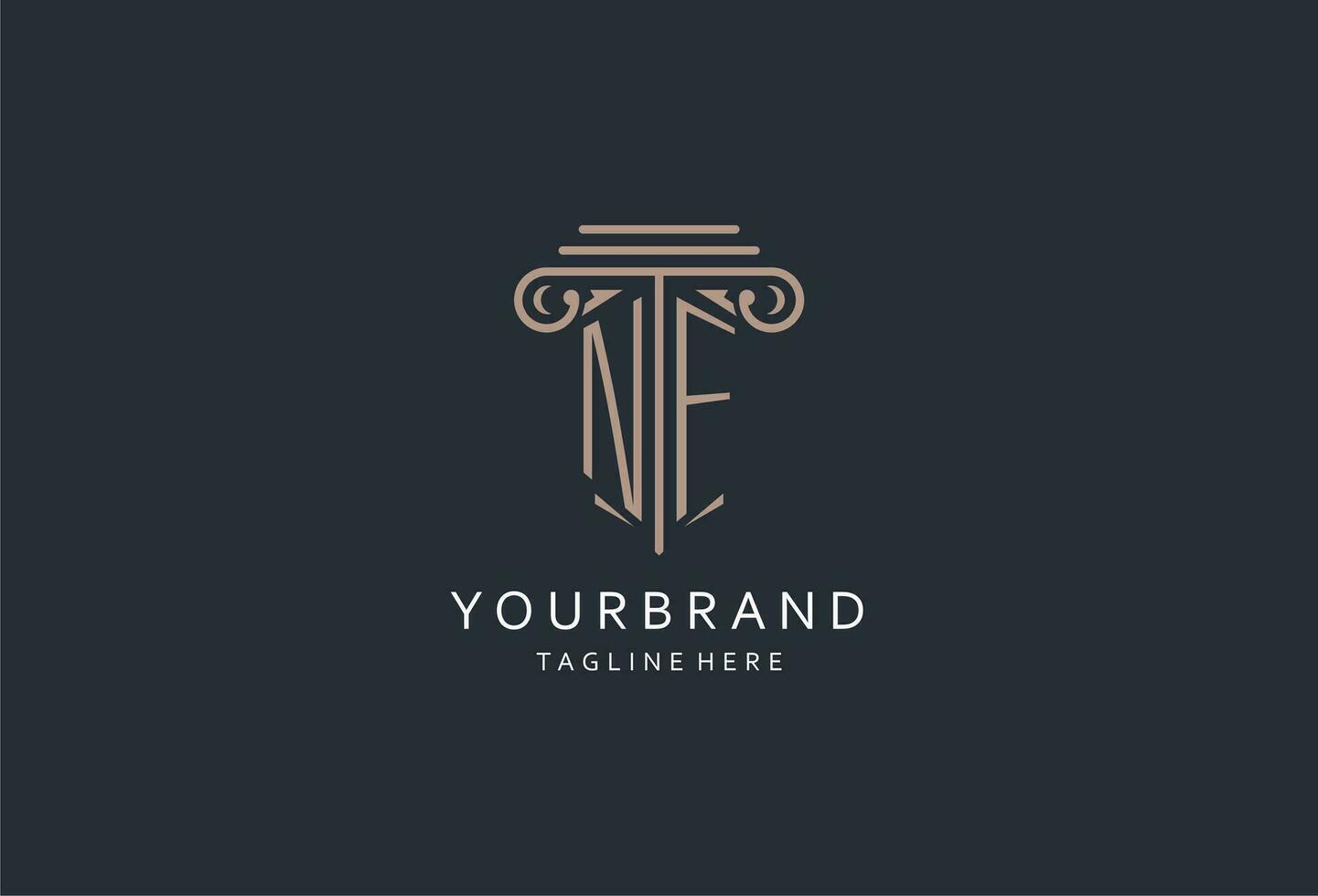NF monogram logo with pillar shape icon, luxury and elegant design logo for law firm initial style logo vector