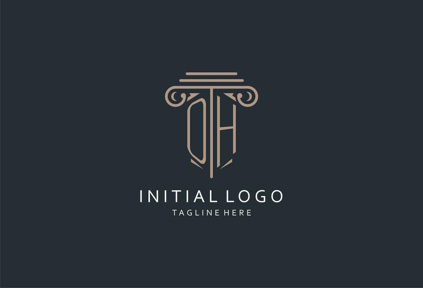 OH monogram logo with pillar shape icon, luxury and elegant design logo for law firm initial style logo vector