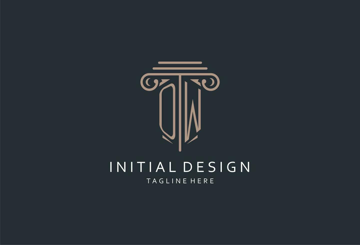 OW monogram logo with pillar shape icon, luxury and elegant design logo for law firm initial style logo vector