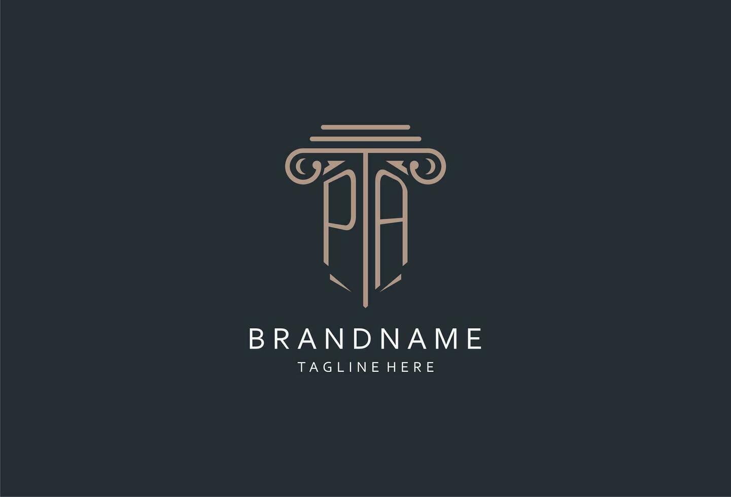 PA monogram logo with pillar shape icon, luxury and elegant design logo for law firm initial style logo vector