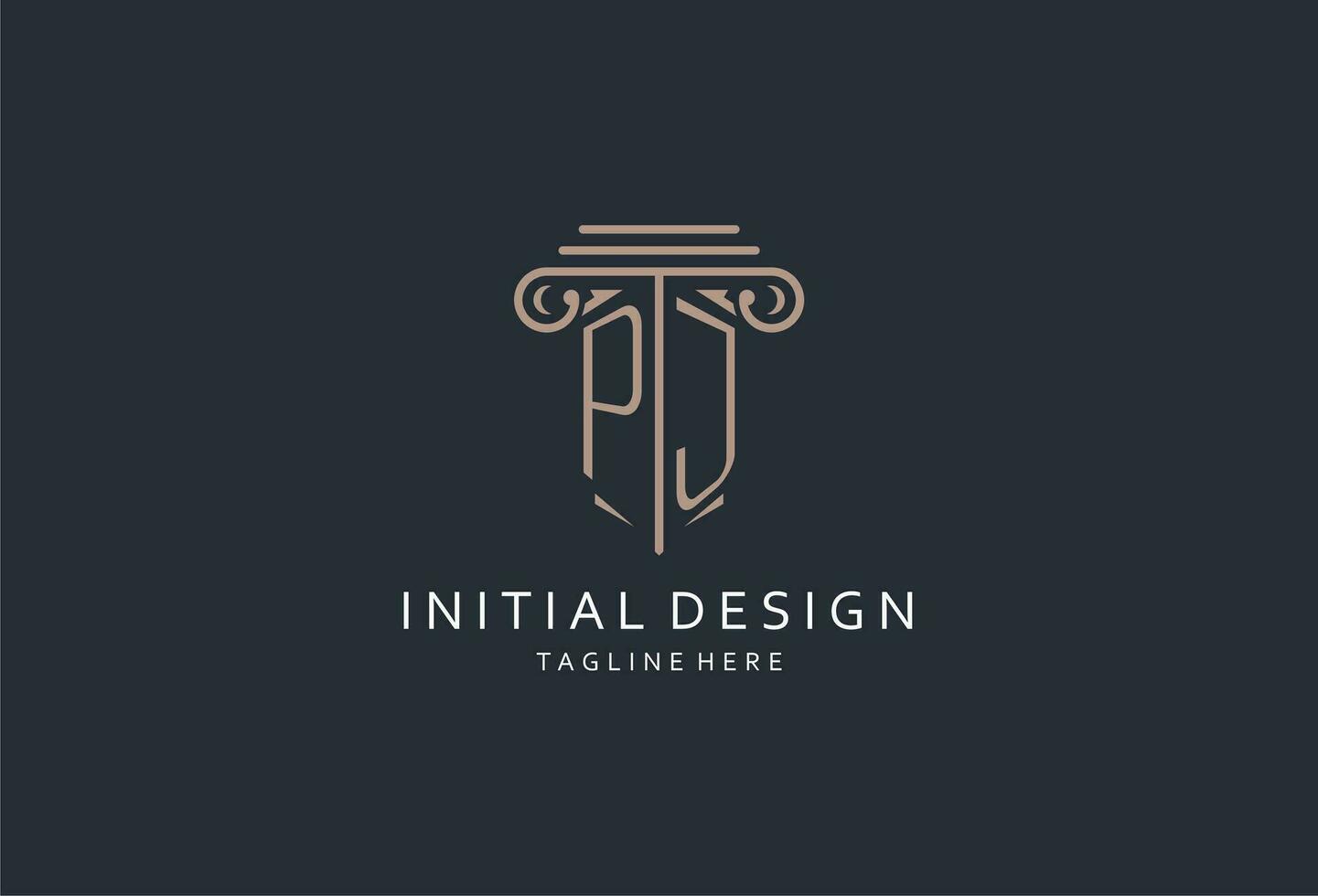 PJ monogram logo with pillar shape icon, luxury and elegant design logo for law firm initial style logo vector