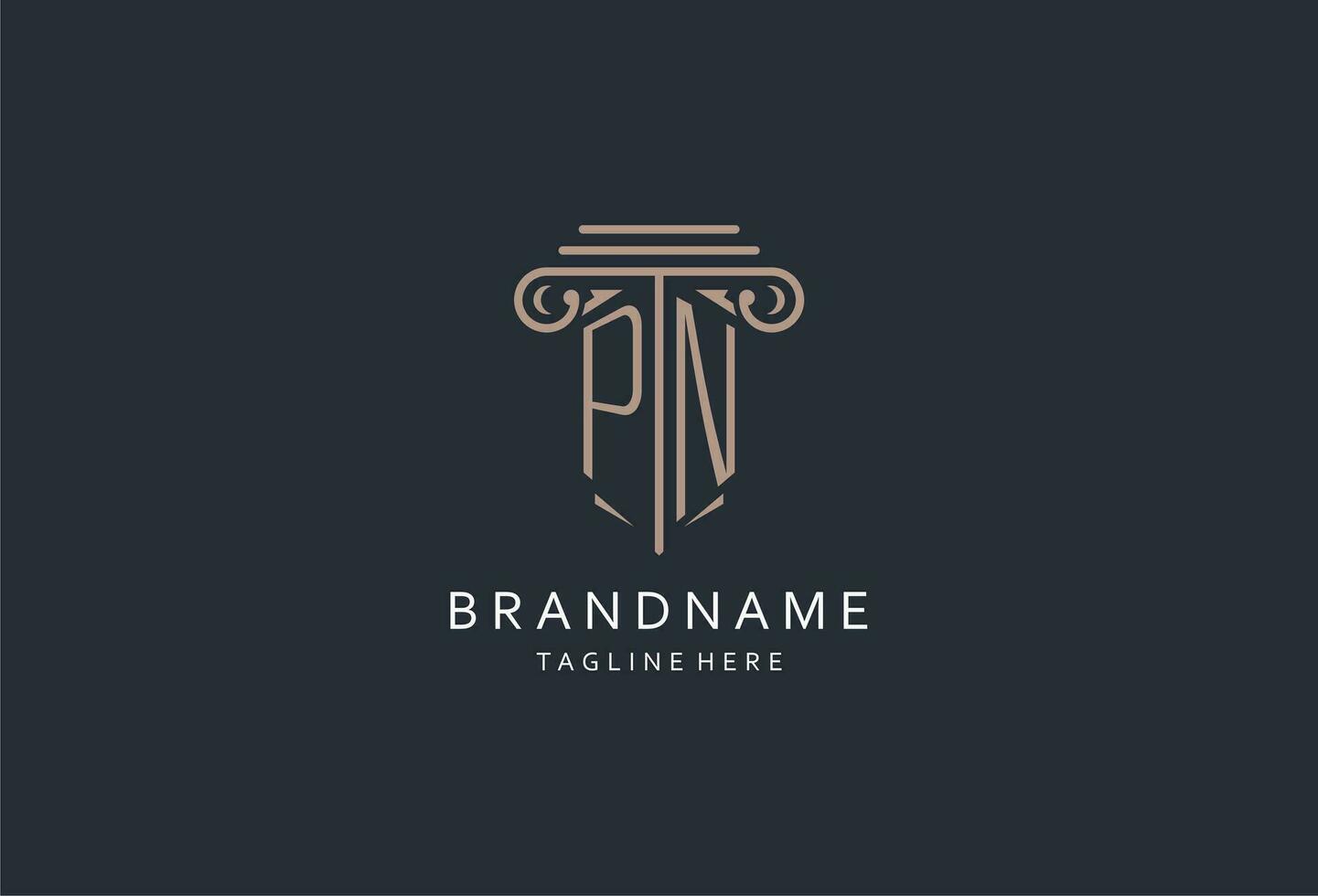 PN monogram logo with pillar shape icon, luxury and elegant design logo for law firm initial style logo vector