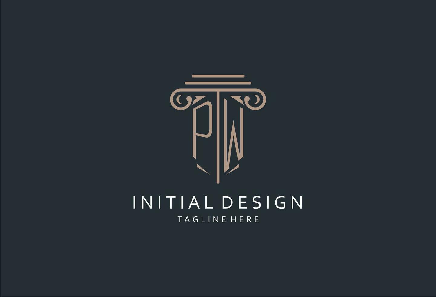 PW monogram logo with pillar shape icon, luxury and elegant design logo for law firm initial style logo vector