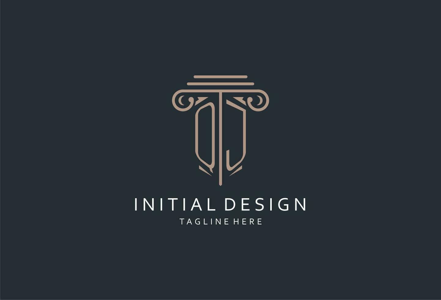 QJ monogram logo with pillar shape icon, luxury and elegant design logo for law firm initial style logo vector