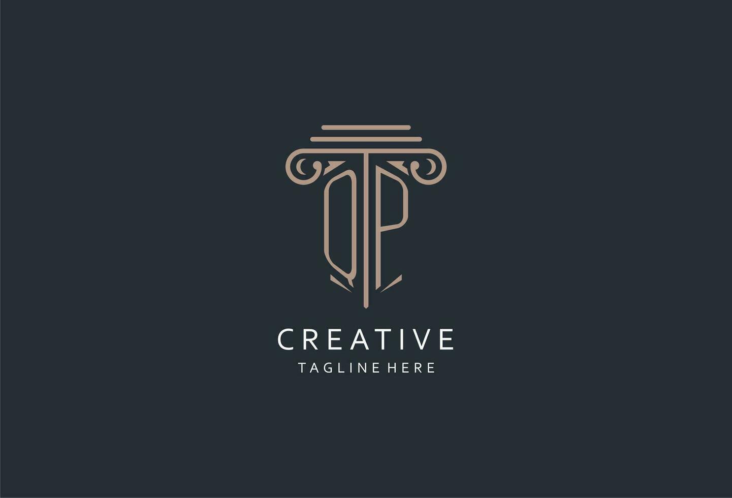 QP monogram logo with pillar shape icon, luxury and elegant design logo for law firm initial style logo vector