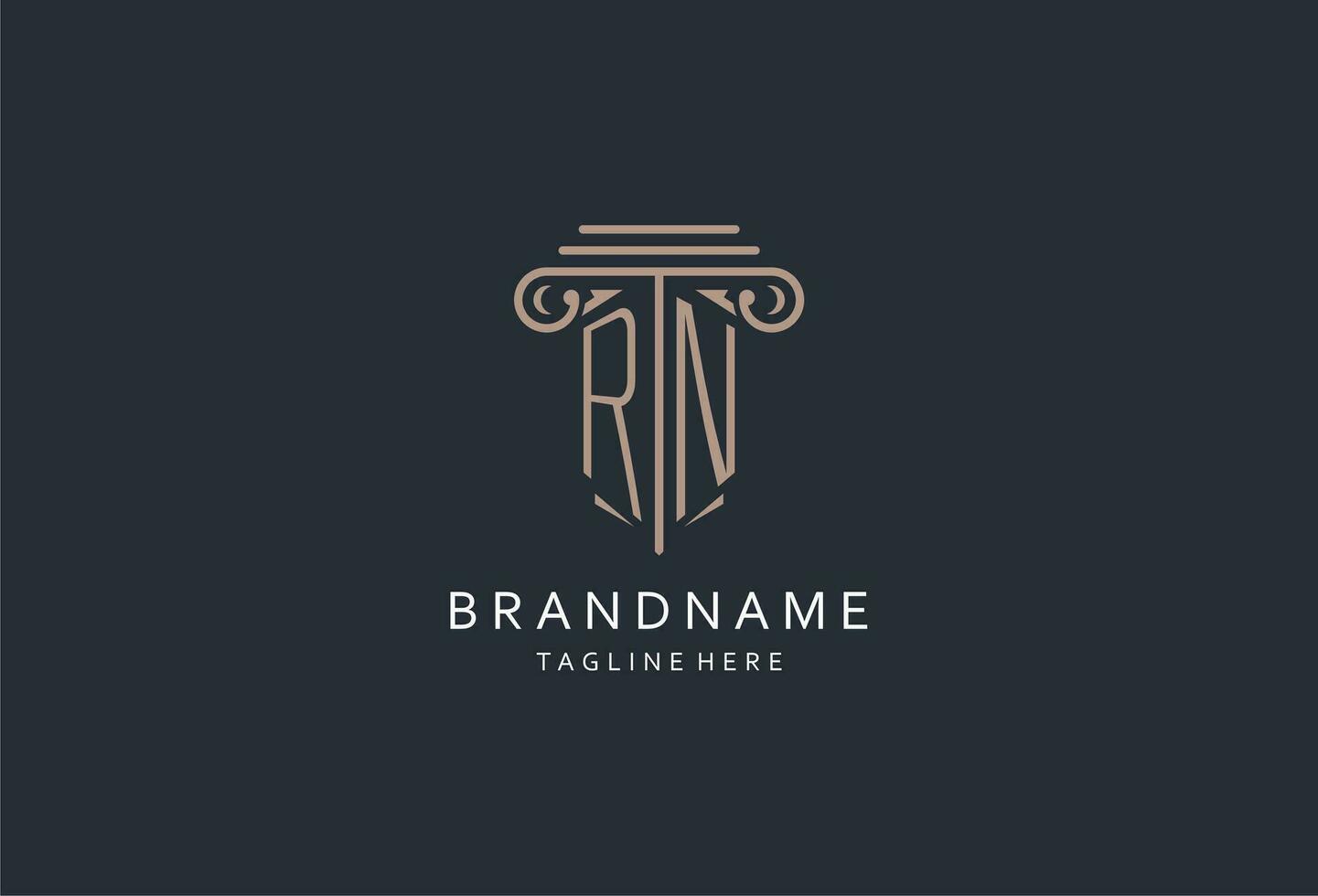 RN monogram logo with pillar shape icon, luxury and elegant design logo for law firm initial style logo vector
