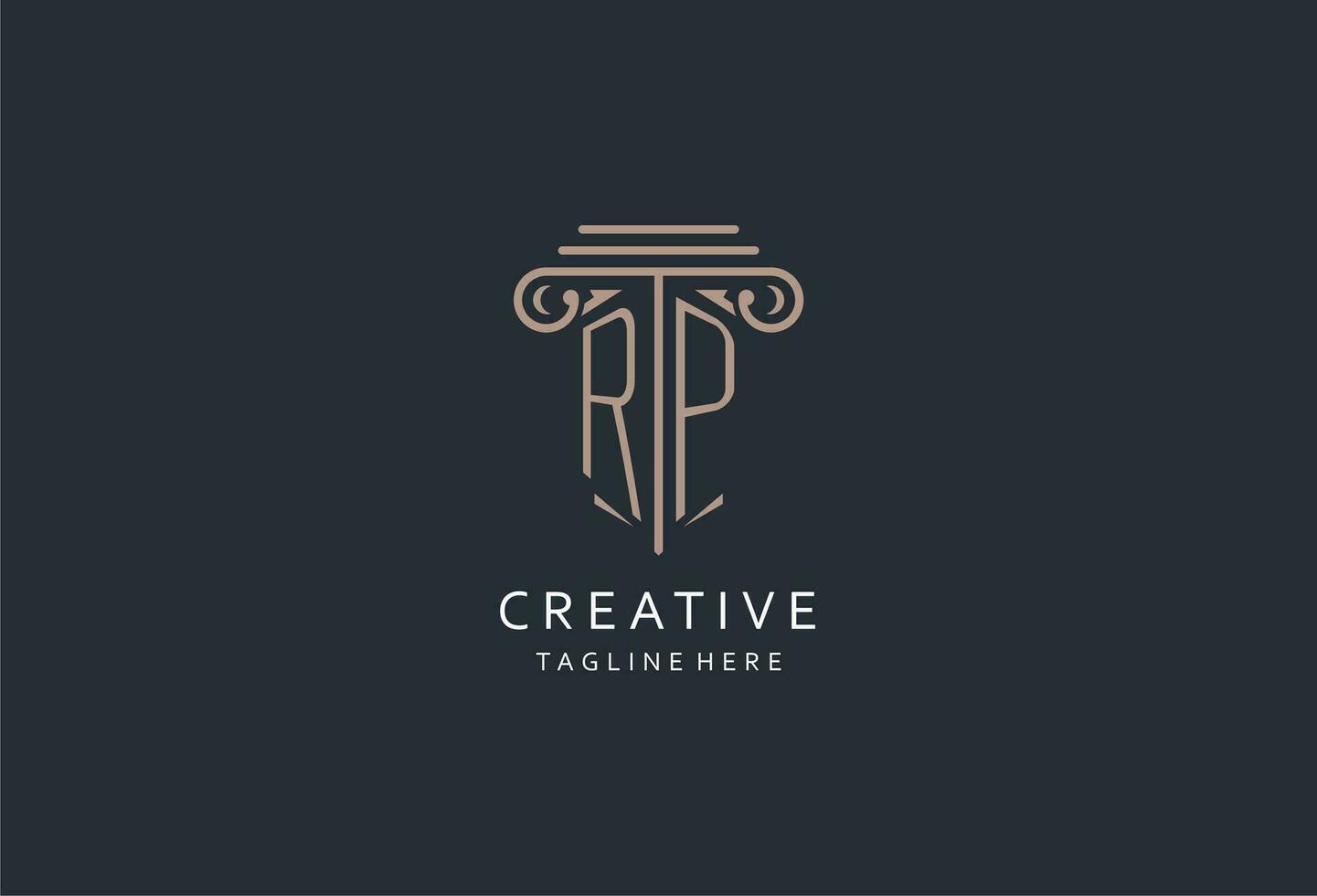 RP monogram logo with pillar shape icon, luxury and elegant design logo for law firm initial style logo vector